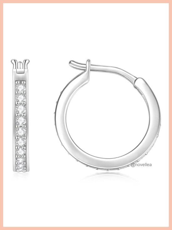 Jewelry - Moissanite Round Hoop Earrings 14K White Gold Plated Women's Jewelry